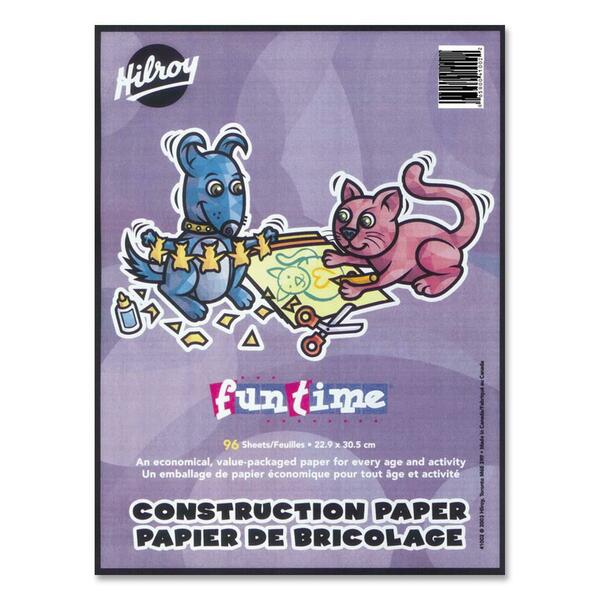 Hilroy Lightweight Construction Paper Pad - Art, Craft, Office Project - 12" (304.80 mm) Width x 9" (228.60 mm) Length - Pink, Manila, Yellow, Purple, Black, Green, Red, Orange - 1 Each
