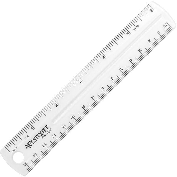 Acme United English Standard Ruler - 15.24 cm Length - Imperial Measuring System - Plastic - Clear - 1 Each