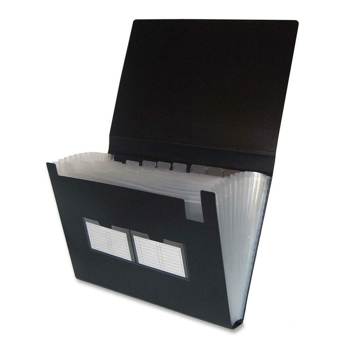 VLB Letter No Expanding File - 13 Pocket - Black - Elastic Closure - 1 Each