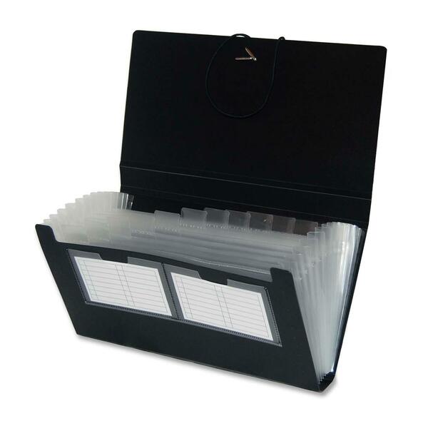 VLB Expanding File - 13 Pocket(s) - Black - Elastic Closure - 1 Each