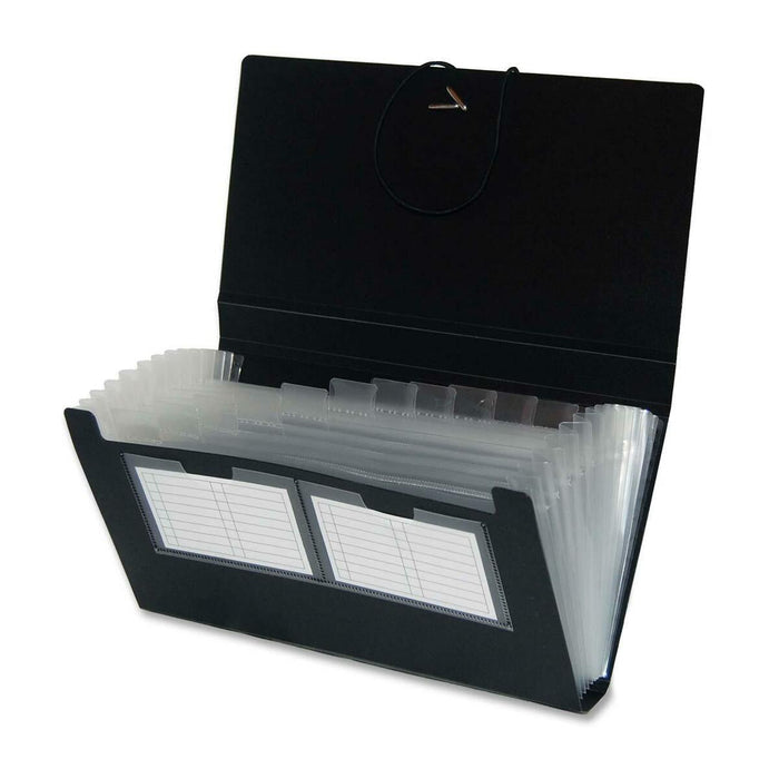 VLB Expanding File - 13 Pocket(s) - Black - Elastic Closure - 1 Each