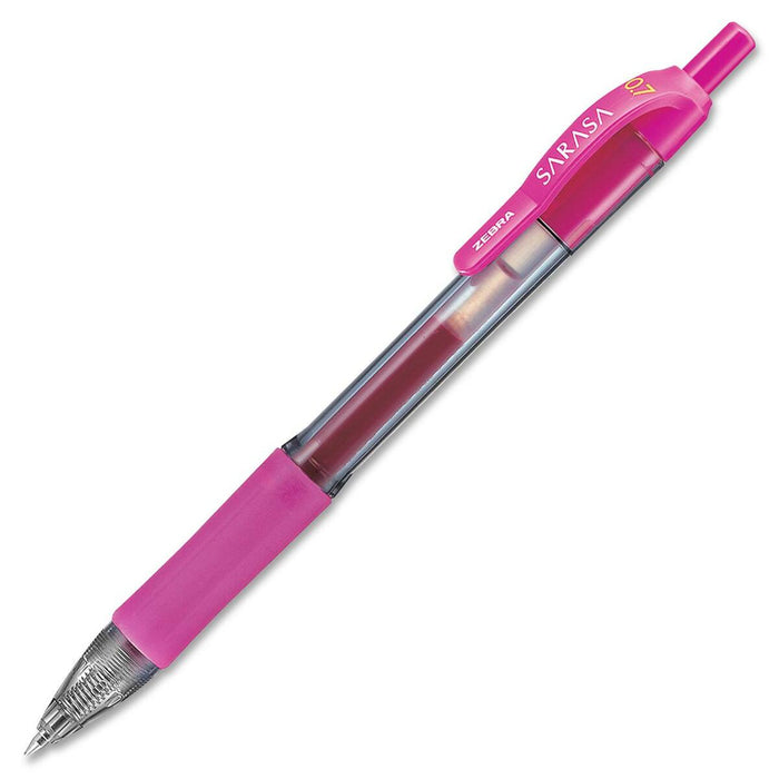 Zebra Pen Sarasa Gel Retractable Pens - Refillable - Retractable - Fuschia Ink - Pigment-based - Translucent Barrel - 1 Each