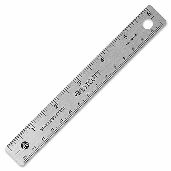 Acme United Wescott Ruler - 15.24 cm Length - 1/16, 1/32 Graduations - Imperial Measuring System - Stainless Steel - Silver - 1 Each