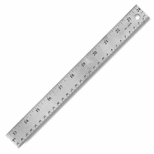 Acme United Wescott Cork Backing Ruler - 60.96 cm Length - 1/16, 1/32 Graduations - Imperial Measuring System - Stainless Steel - 1 Each