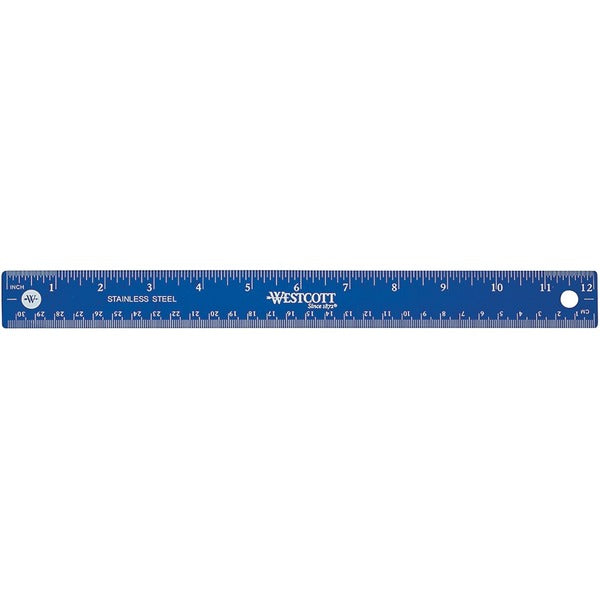 Acme United Colored Stainless Steel Ruler - 12" (304.80 mm) Length - Imperial, Metric Measuring System - Stainless Steel - 1 Each