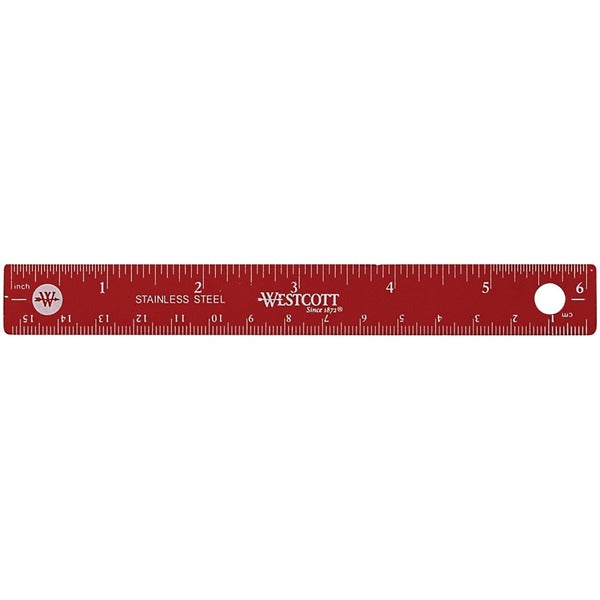 Acme United Colored Stainless Steel Ruler - 6" Length - Imperial, Metric Measuring System - Stainless Steel - 1 Each