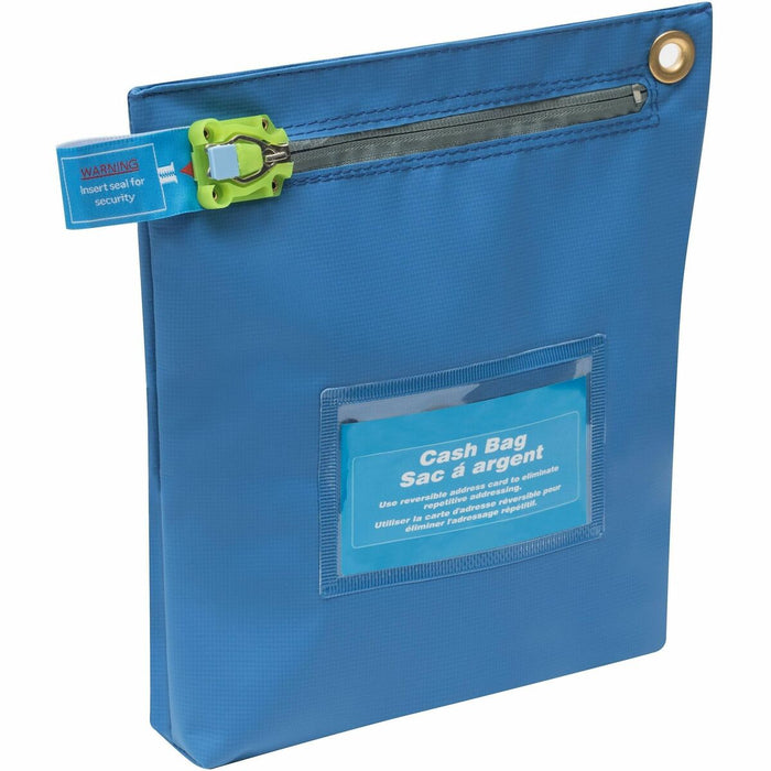 Ro-el Tamper-Evident Cash Bag - 10" (254 mm) Length x 10" (254 mm) Width x 1" (25.40 mm) Depth - Royal Blue - Polyester - 1 Each