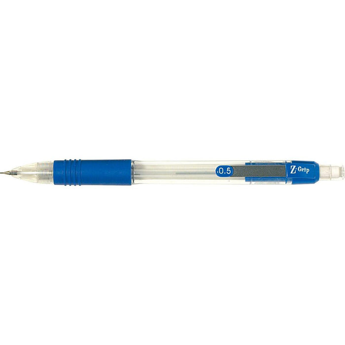Zebra Pen Z-Grip Mechanical Pencil - 0.5 mm (0.02") Blue Lead - Refillable - Clear Barrel - 12 / Box