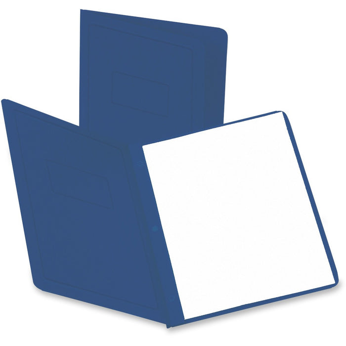 Oxford Letter Yes Report Cover - 1/2" (12.70 mm) Folder Capacity - 8 1/2" (215.90 mm) x 11" (279.40 mm) - 3 Fastener - Leather - Blue - 10% Recycled - 25 / Box