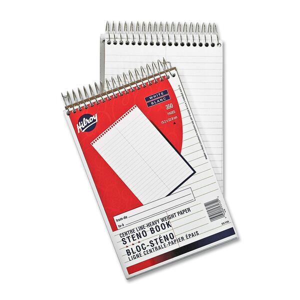 Hilroy Stenographer's Notebook - 350 Sheets - Plain - Spiral - 6" (152.40 mm) x 9" (228.60 mm) Sheet Size - White Paper - 1 Each