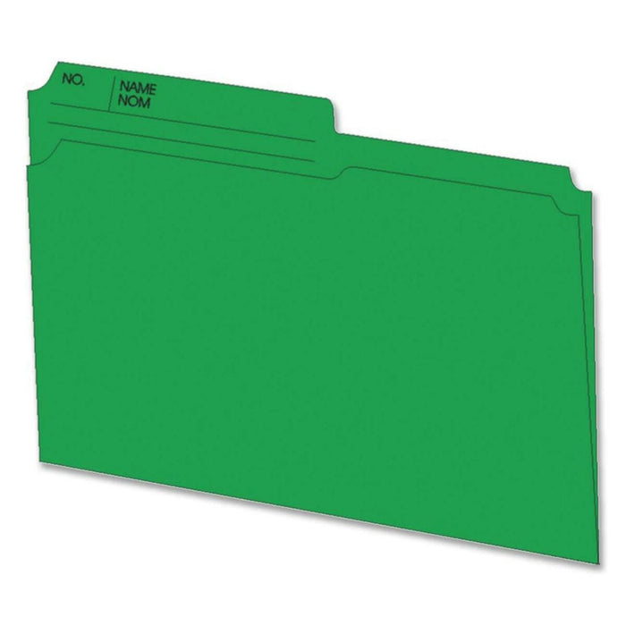 Hilroy 1/2 Tab Cut Letter Recycled Top Tab File Folder - 8 1/2" (215.90 mm) x 11" (279.40 mm) - 10.5 pt. (3.70 mm) - Green - 10% Recycled - 100 / Box