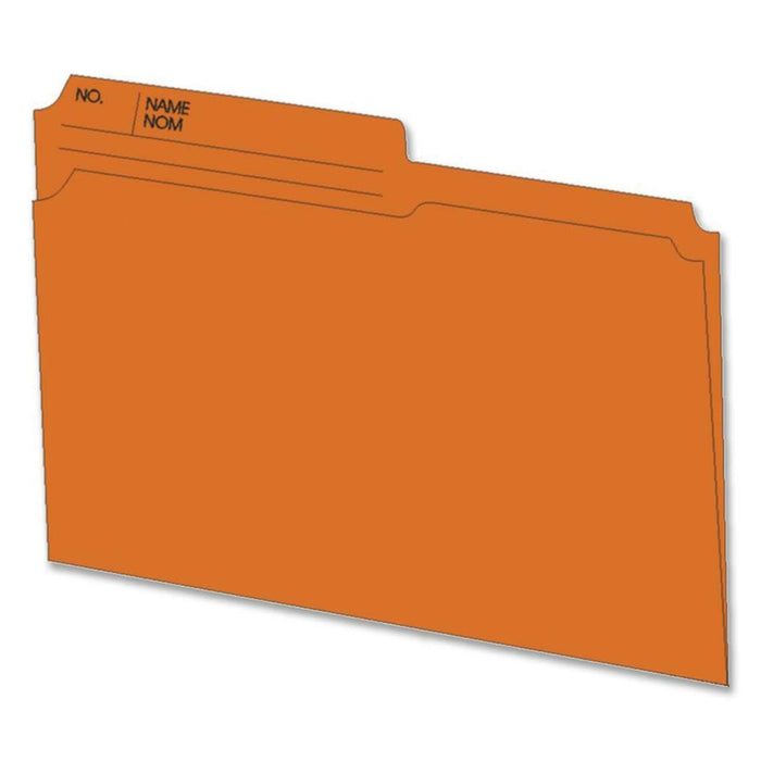 Hilroy 1/2 Tab Cut Letter Recycled Top Tab File Folder - 10.5 pt. (3.70 mm) - Orange - 10% Recycled - 100 / Box