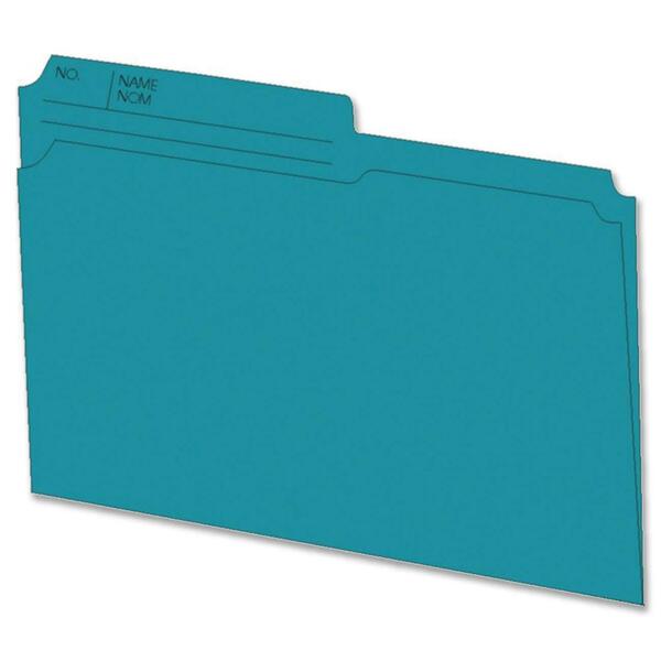 Hilroy 1/2 Tab Cut Letter Recycled Top Tab File Folder - 8 1/2" (215.90 mm) x 11" (279.40 mm) - Teal - 10% Recycled - 100 / Box