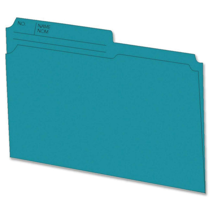Hilroy 1/2 Tab Cut Letter Recycled Top Tab File Folder - 8 1/2" (215.90 mm) x 11" (279.40 mm) - 10.5 pt. (3.70 mm) - Teal - 10% Recycled - 100 / Box