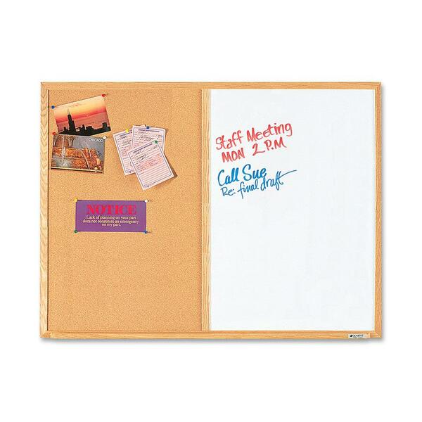 Quartet Cork/Dry-Erase Board - 48" (121.92 cm) Width x 36" (91.44 cm) Height - Oak Frame - 1 Each