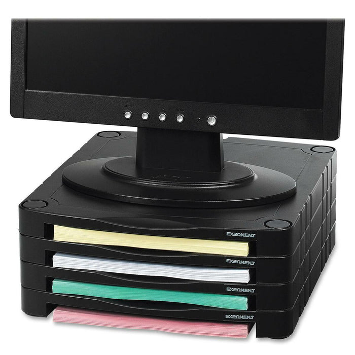 Exponent Microport Stackable Monitor Riser - Up to 17" Screen Support - Black