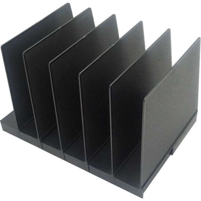 Korr Expand-A-File Desktop Organizer - 5 Compartment(s) - 6 Divider(s) - Compartment Size : 2" (50.80 mm) - 8.5" (215.90 mm) Height x 12" (304.80 mm) Width x 8.5" (215.90 mm) Depth - Desktop - Sturdy - Black - Plastic - 1 / Set