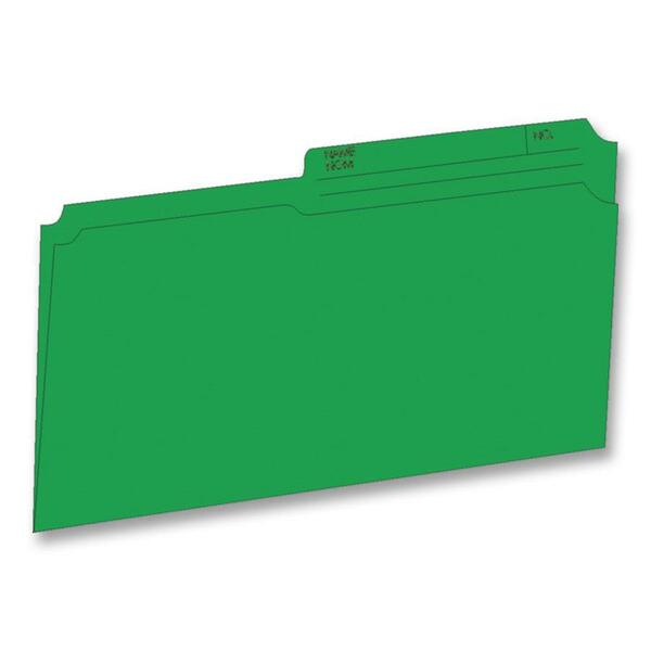 Hilroy 1/2 Tab Cut Legal Recycled Top Tab File Folder - 8 1/2" (215.90 mm) x 14" (355.60 mm) - 10.5 pt. (3.70 mm) - Green - 10% Recycled - 100 / Box