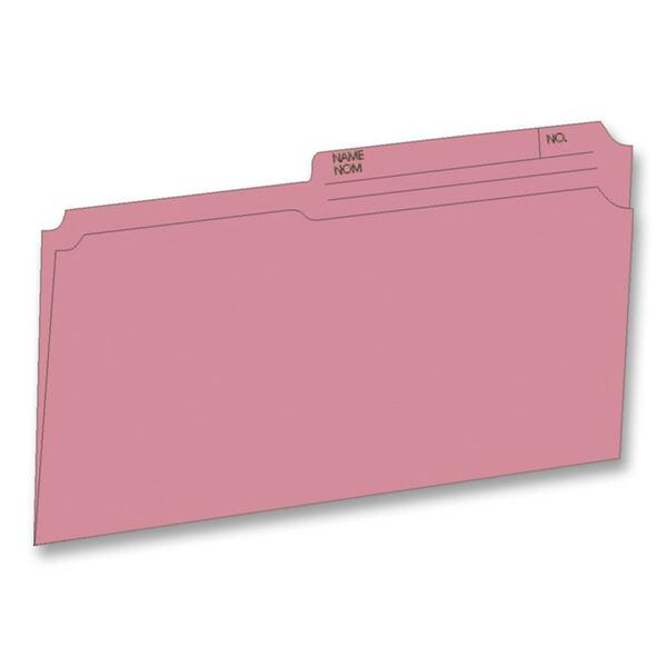 Hilroy 1/2 Tab Cut Legal Recycled Top Tab File Folder - 8 1/2" (215.90 mm) x 14" (355.60 mm) - 10.5 pt. (3.70 mm) - Pink - 10% Recycled - 100 / Box
