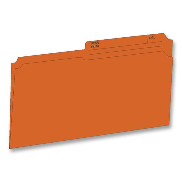 Hilroy 1/2 Tab Cut Legal Recycled Top Tab File Folder - 8 1/2" (215.90 mm) x 14" (355.60 mm) - Top Tab Location - Right/Left Tab Position - 10.5 pt. (3.70 mm) - Orange - 10% Recycled - 100 / Box