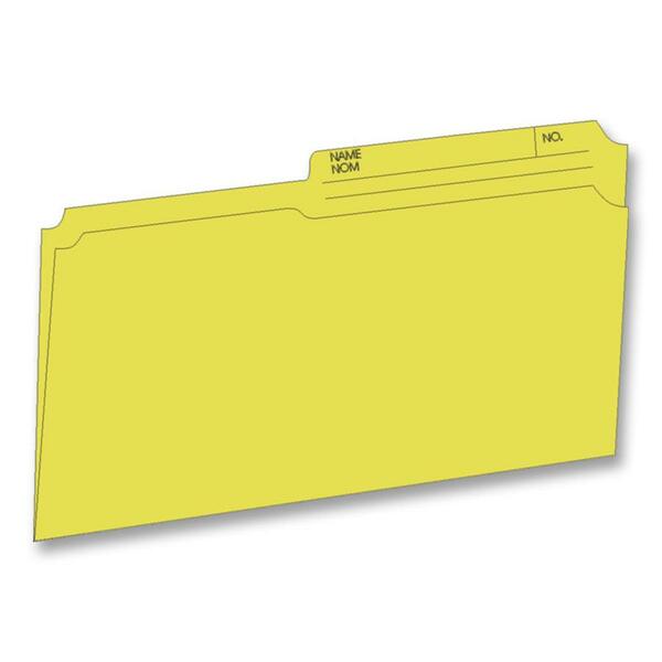 Hilroy 1/2 Tab Cut Legal Recycled Top Tab File Folder - 8 1/2" (215.90 mm) x 14" (355.60 mm) - 10.5 pt. (3.70 mm) - Yellow - 10% Recycled - 100 / Box