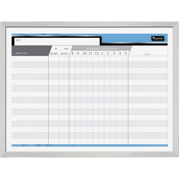 Quartet Bilingual Personnel Dry-Erase Board - 24" (2 ft) Width x 18" (1.5 ft) Height - Aluminum Frame - 1 Each