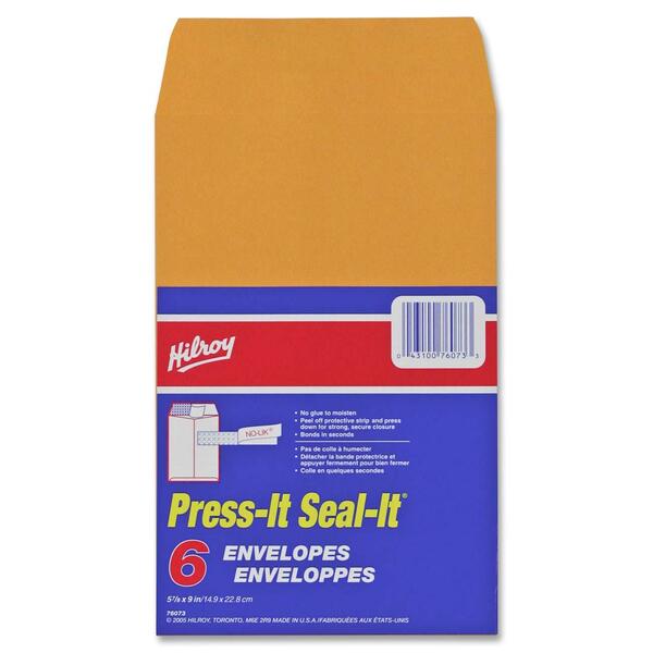 Hilroy Press-It Seal-It Self Adhesive Envelope - Business - 5 7/8" (149.23 mm) Width x 9" (228.60 mm) Length - Self-sealing - 6 / Pack