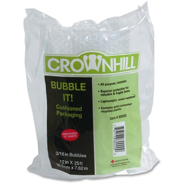 Crownhill Cushion Wrap - 12" (304.80 mm) Width x 25 ft (7620 mm) Length x 187.5 mil (4.8 mm) Thickness - Lightweight - Polyethylene - 1 Each