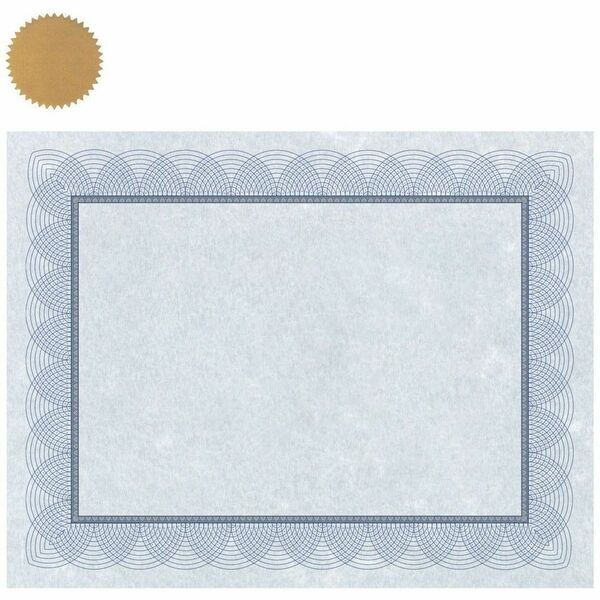 SJDB Cert. Blue & Silver /seals (25) - 24 lb (10886.22 g) Basis Weight - LengthLaser, Inkjet Compatible - Regent Blue Border - Paper - 25 / Pack