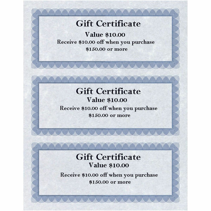 St. James&reg; Gift Certificates, 24 lb Paper, Regent Blue, Pack of 75, 83403
