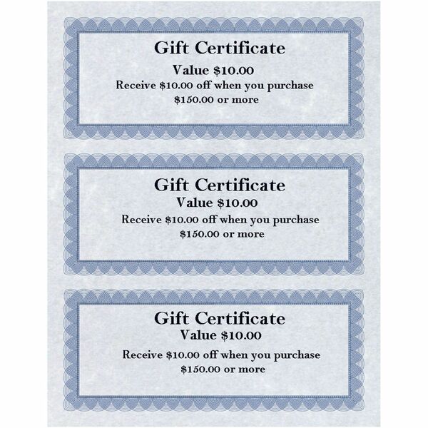 St. James&reg; Gift Certificates, 24 lb Paper, Regent Blue, Pack of 75, 83403