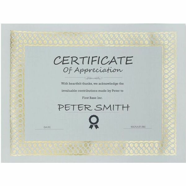 St. James&reg; Elite™ Certificates, Natural Linen with Classic Gold Foil Design, Pack of 12, 83428