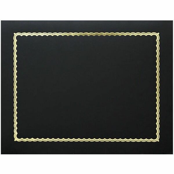 St. James&reg; Classic Linen 83464 Letter Certificate Holder - 8 1/2" (215.90 mm) x 11" (279.40 mm), 8" (203.20 mm) x 10" (254 mm), 8 19/64" (210.82 mm) x 11 45/64" (297.18 mm) - Linen, Cover Stock - Black, Gold Foil - 5 / Pack