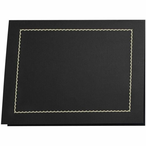 Cert. Hldrs w/GoldFoil Black (5) - 8 1/2" (215.90 mm) x 11" (279.40 mm), 8" (203.20 mm) x 10" (254 mm), 8 19/64" (210.82 mm) x 11 45/64" (297.18 mm) - Linen, Cover Stock - Gold Foil, Black - Acid-free, Lignin-free, Foldable - 5 / Pack