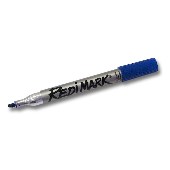 Dixon Redimark Permanent Marker - Chisel Marker Point - Blue Ink - Metal Barrel - 1 / Each
