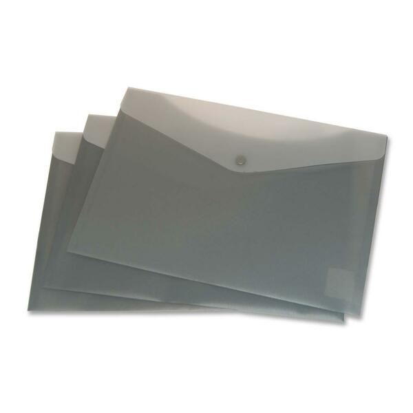 VLB Letter Vinyl File Pocket - 8 1/2" x 11" - 2 Front & Back Pocket(s) - Polypropylene - Charcoal - 6 / Pack