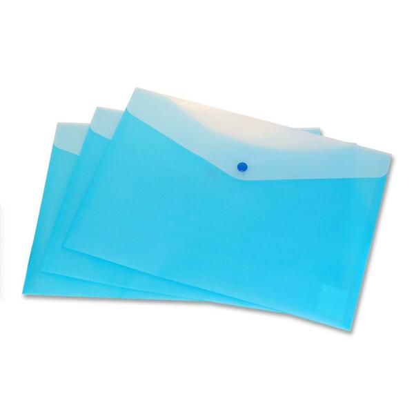 VLB Vinyl File Pocket - 9" (228.60 mm) x 13 1/4" (336.55 mm) - 2 Pocket - Blueberry - 1 Each