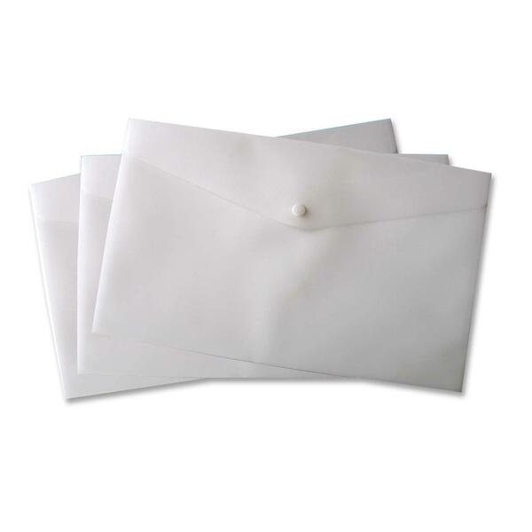 VLB Vinyl File Pocket - 9" (228.60 mm) x 13 1/4" (336.55 mm) - 2 Front & Back Pocket - Polypropylene - Snow - Durable, Snap Closure, Button Closure - 1 Each