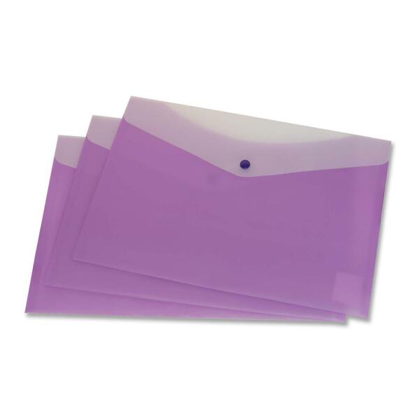 VLB Vinyl File Pocket - 9" (228.60 mm) x 13 1/4" (336.55 mm) - 2 Front & Back Pocket(s) - Polypropylene - Grape - Durable, Snap Closure, Button Closure - 1 Each