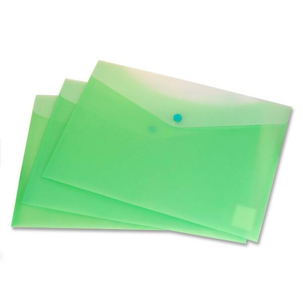VLB Vinyl File Pocket - 9" (228.60 mm) x 13 1/4" (336.55 mm) - 2 Front & Back Pocket(s) - Polypropylene - Lime - Durable, Snap Closure, Button Closure - 1 Each