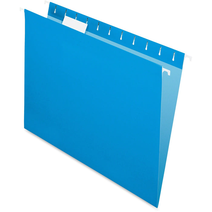 Pendaflex Essentials 1/5 Tab Cut Letter Yes Hanging Folder - 8 1/2" (215.90 mm) x 11" (279.40 mm) - Blue - Durable - 10% Recycled - 25 / Box