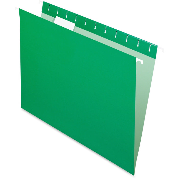 Pendaflex Essentials 1/5 Tab Cut Letter Yes Hanging Folder - 8 1/2" (215.90 mm) x 11" (279.40 mm) - Green - Durable, Hanging Rod - 10% Recycled - 25 / Box