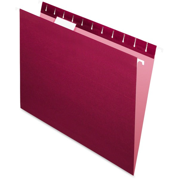 Pendaflex Essentials 1/5 Tab Cut Letter Recycled Hanging Folder - 8 1/2" (215.90 mm) x 11" (279.40 mm) - Burgundy - Durable, Hanging Rod - 10% Recycled - 25 / Box
