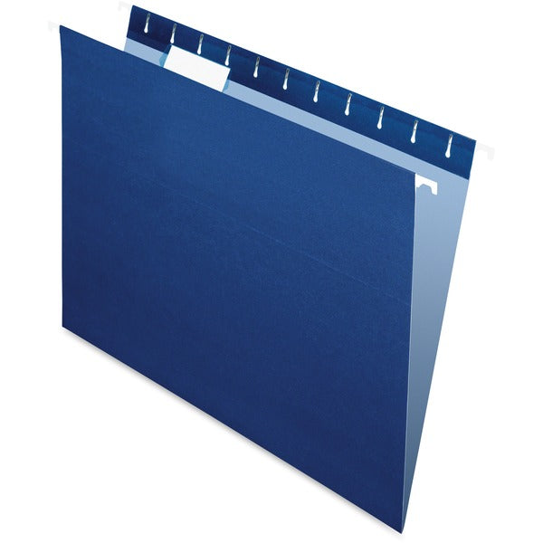 Pendaflex Essentials 1/5 Tab Cut Letter Recycled Hanging Folder - 8 1/2" (215.90 mm) x 11" (279.40 mm) - Navy - Durable, Hanging Rod - 10% Recycled - 25 / Box