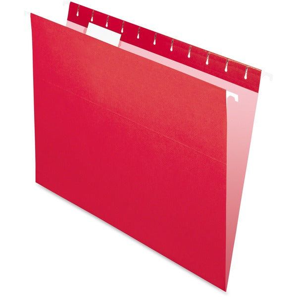 Pendaflex 1/5 Tab Cut Letter Recycled Hanging Folder - 8 1/2" (215.90 mm) x 11" (279.40 mm) - Red - Durable - 10% Recycled - 25 / Box