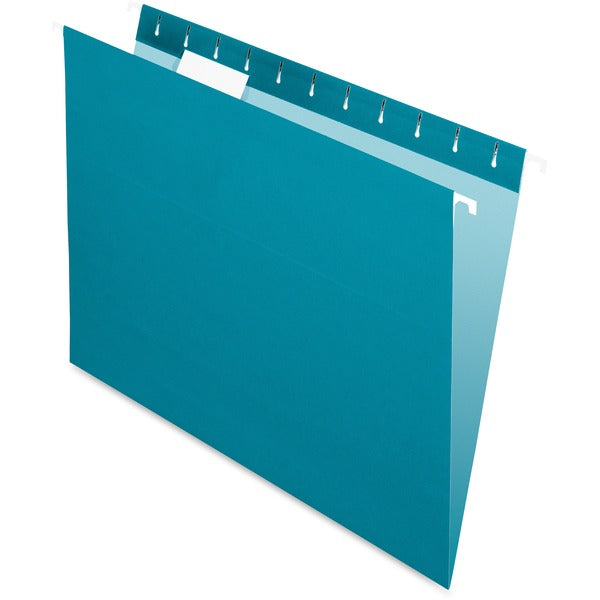 Pendaflex Essentials 1/5 Tab Cut Letter Recycled Hanging Folder - 8 1/2" (215.90 mm) x 11" (279.40 mm) - Teal - Durable, Hanging Rod - 10% Recycled - 25 / Box