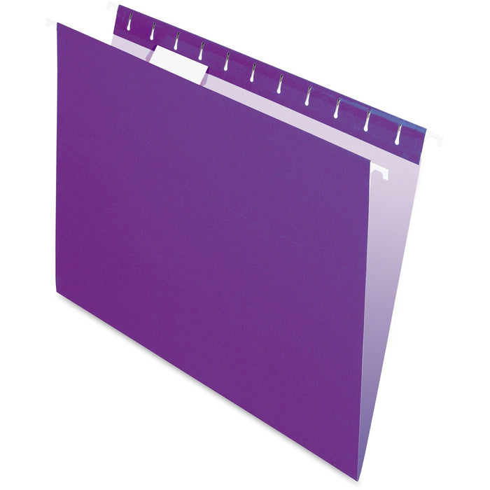Pendaflex Essentials 1/5 Tab Cut Letter Yes Hanging Folder - 8 1/2" (215.90 mm) x 11" (279.40 mm) - Violet - Durable, Hanging Rod - 10% Recycled - 25 / Box
