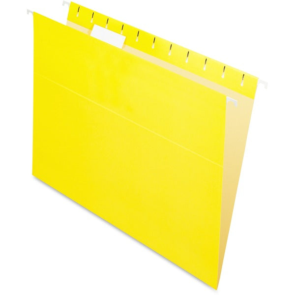 Pendaflex Essentials 1/5 Tab Cut Letter Recycled Hanging Folder - 8 1/2" (215.90 mm) x 11" (279.40 mm) - Yellow - Durable, Hanging Rod - 10% Recycled - 25 / Box