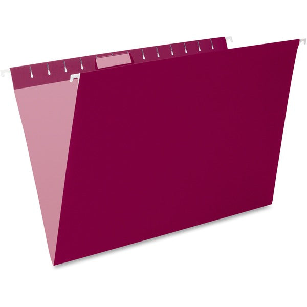 Pendaflex Essentials 1/5 Tab Cut Legal Recycled Hanging Folder - 8 1/2" (215.90 mm) x 14" (355.60 mm) - Burgundy - Durable, Hanging Rod - 10% Recycled - 25 / Box