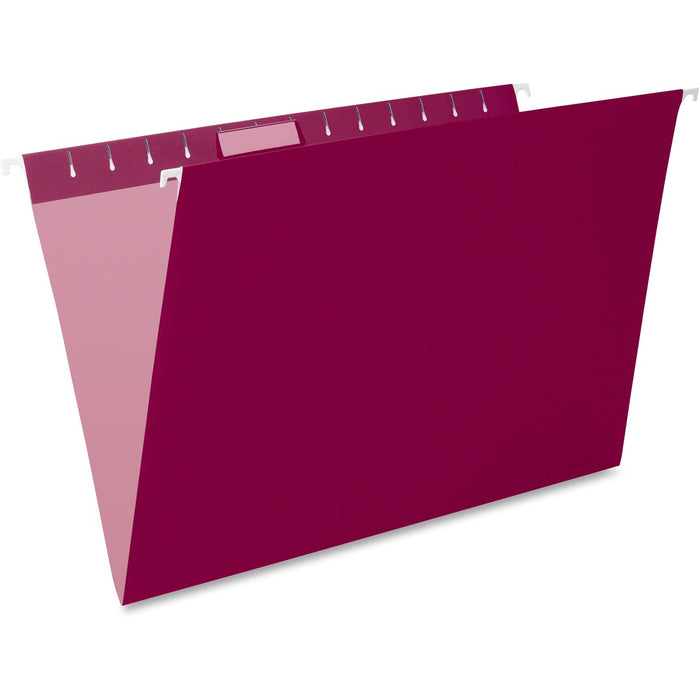 Pendaflex Essentials 1/5 Tab Cut Legal Yes Hanging Folder - 8 1/2" (215.90 mm) x 14" (355.60 mm) - Burgundy - Durable, Hanging Rod - 10% Recycled - 25 / Box